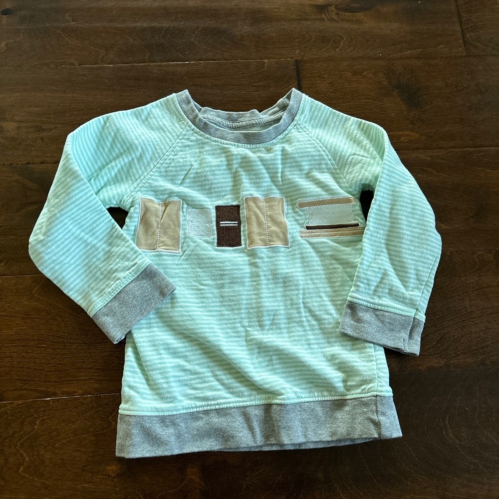 Monica and Andy 2T Boys Girls Top‎ Smores Green Striped Organic Cotton